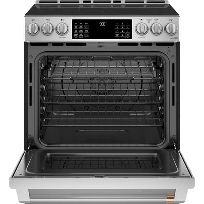 Cafe CES700P2MS1 30" Smart Slide-In Radiant and Convection Range with Warming Drawer