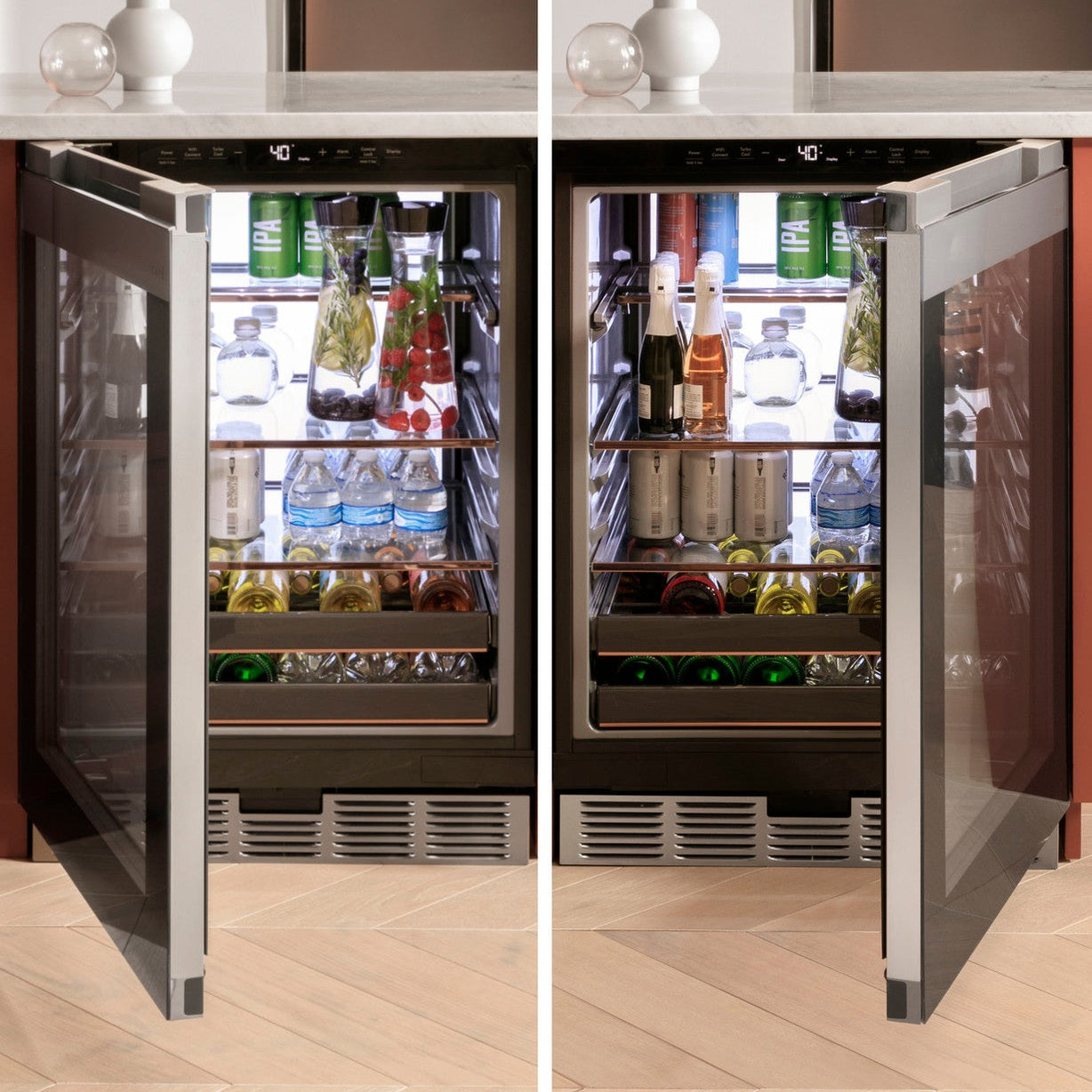 Café CCR06BM2PS5 24″ Built-In Smart Beverage Center in Platinum Glass