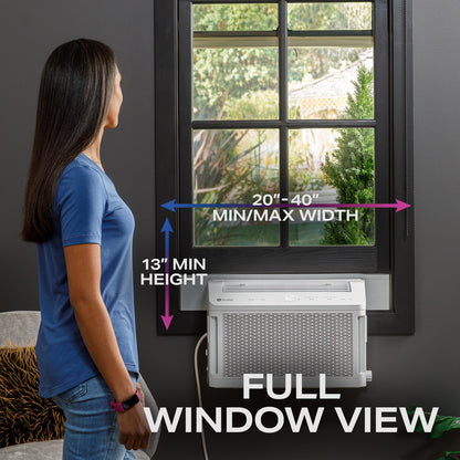 GE Profile AHTT08BC ClearView™ 8,300 BTU Smart Ultra-Quiet Window Air Conditioner – White