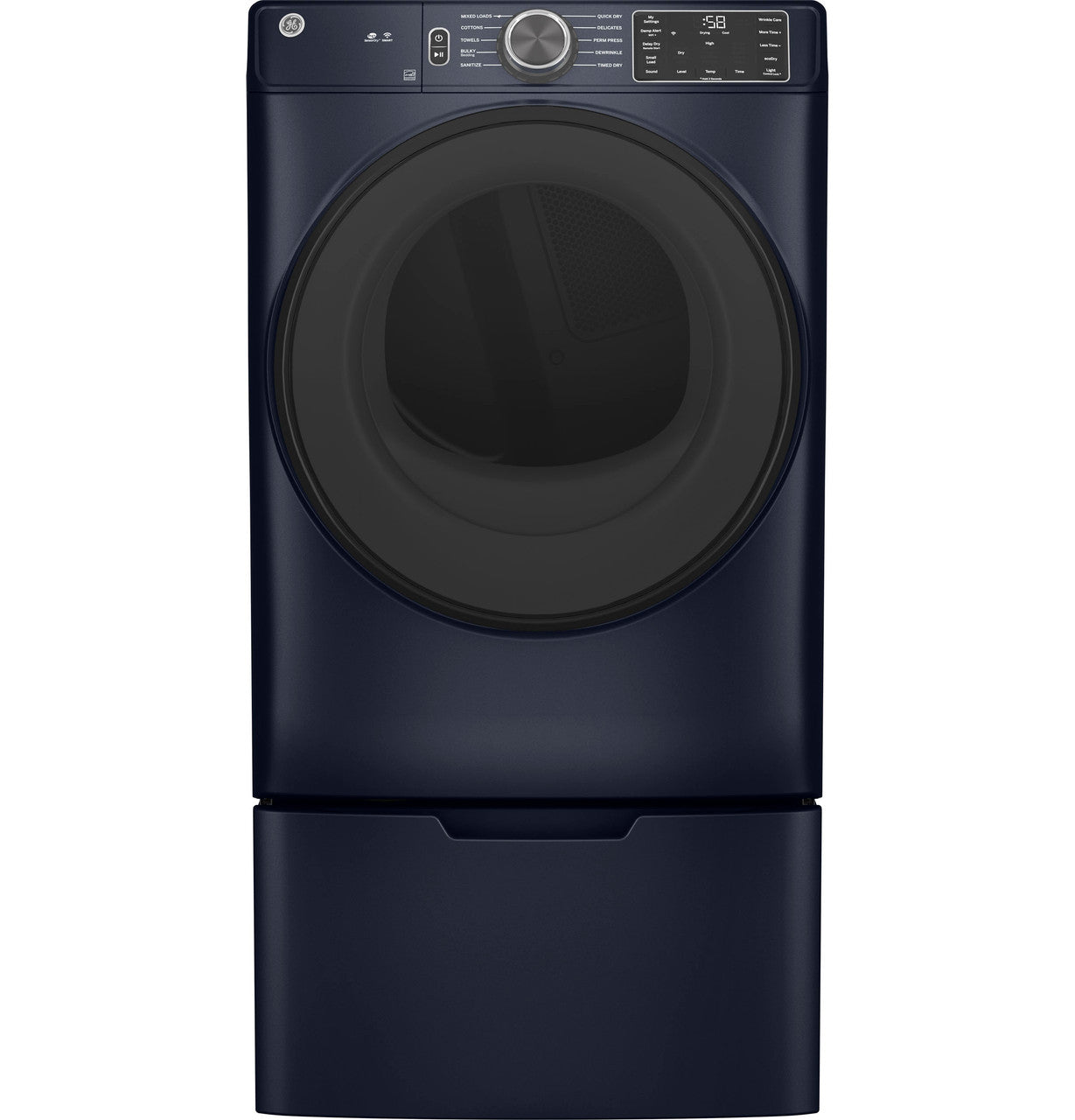 GE GFD55ESPRRS 7.8 Cu. Ft. Smart Front Load Electric Dryer with Sanitize Cycle – Sapphire Blue