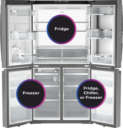 GE Profile PHD23BYWFS 36" Counter-Depth Quad-Door Refrigerator with AutoFill Pitcher - Stainless Steel