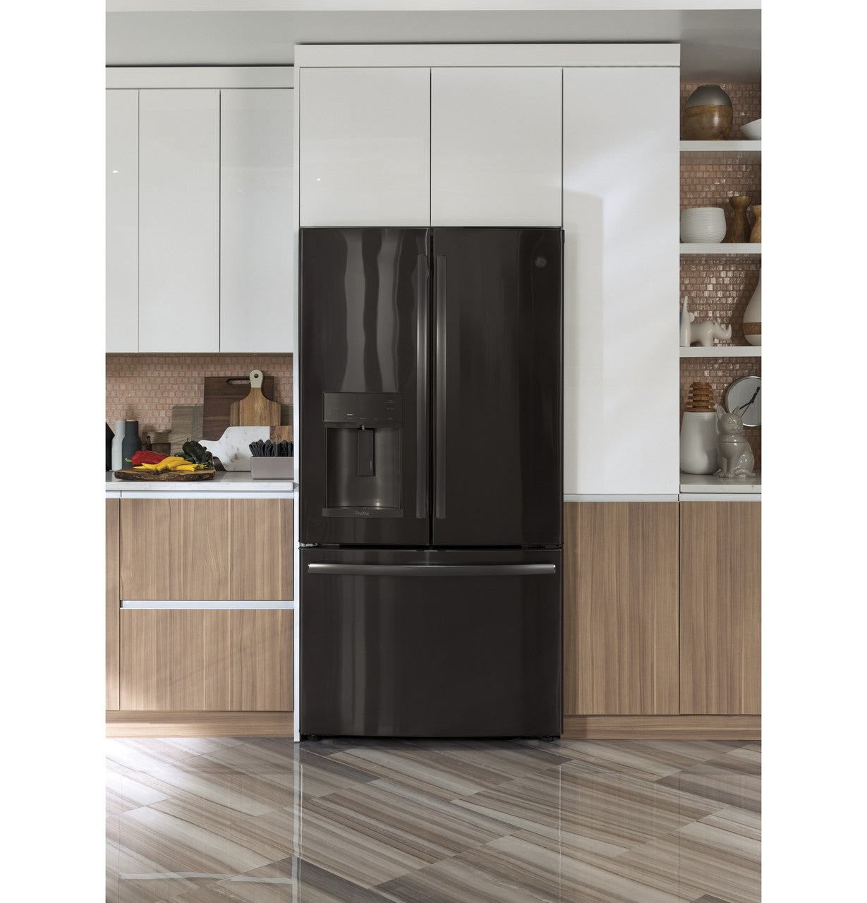 GE Profile PYE22KBLTS 36" Counter-Depth French Door Refrigerator with Hands-Free AutoFill – Black Stainless, ENERGY STAR®