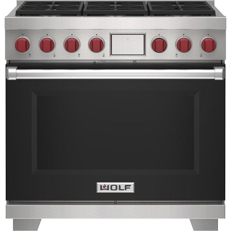 Wolf 36" Dual Fuel Range - 6 Burners DF36650/BK/P - Black