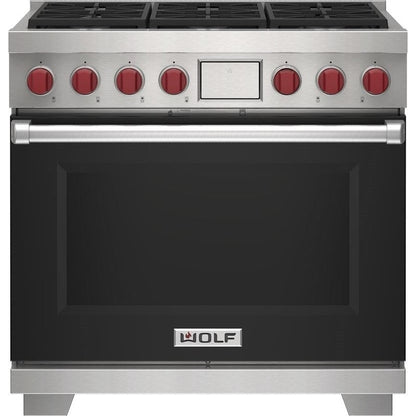Wolf 36" Dual Fuel Range - 6 Burners DF36650/BK/P - Black