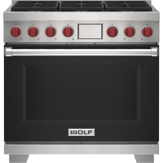 Wolf 36" Dual Fuel Range - 6 Burners DF36650/BK/P - Black