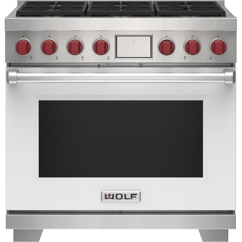 Wolf 36" Dual Fuel Range - 6 Burners DF36650/WH/P - White