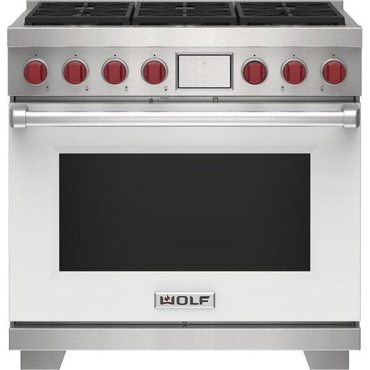 Wolf 36" Dual Fuel Range - 6 Burners DF36650/WH/P - White