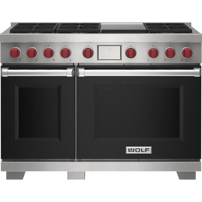 Wolf 48" Dual Fuel Range - 6 Burners and Infrared Griddle DF48650G/BK/P