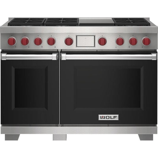 Wolf 48" Dual Fuel Range - 6 Burners and Infrared Griddle DF48650G/BK/P