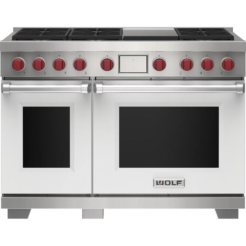 Wolf 48" Dual Fuel Range - 6 Burners and Infrared Griddle DF48650G/WH/P