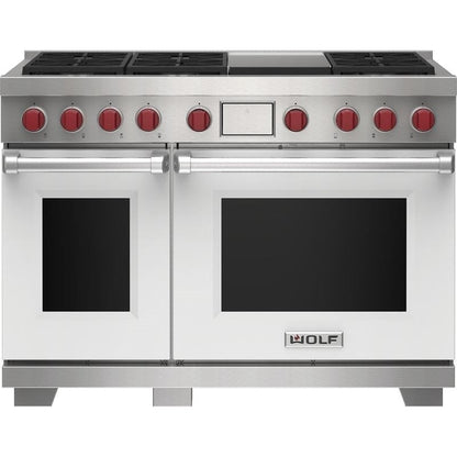 Wolf 48" Dual Fuel Range - 6 Burners and Infrared Griddle DF48650G/WH/P