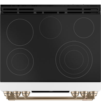 Cafe CES700P4MW2 30" Smart Slide-In Radiant and Convection Range with Warming Drawer