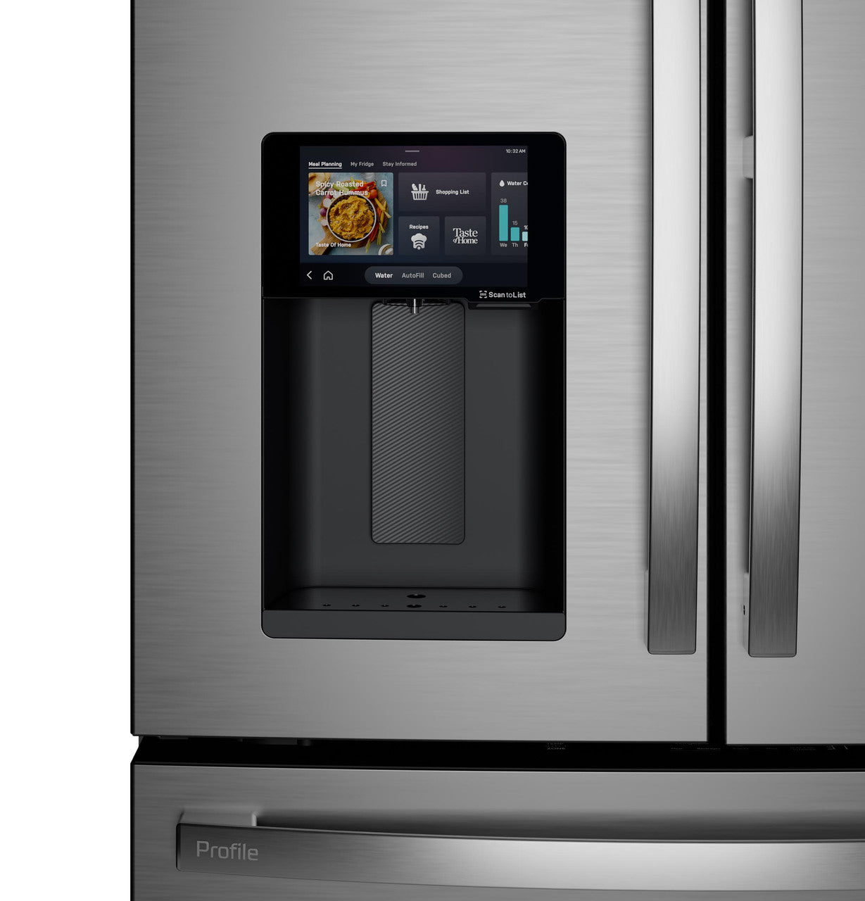 GE Profile PXD22HYYFS 36" Counter-Depth 4-Door French Door Refrigerator with Kitchen Assistant - Stainless Steel
