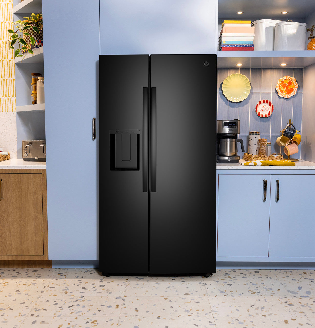 GE GZE24NGYBB 36" ENERGY STAR® Counter-Depth Side-by-Side Refrigerator – 23.6 Cu. Ft. – Black