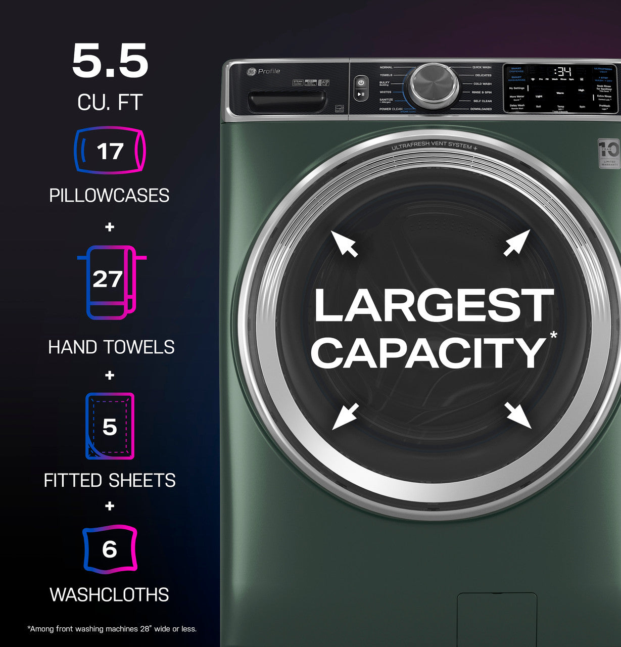 GE Profile PFW955SPWGN 5.5 cu. ft. Front Load Washer with UltraFresh Vent+