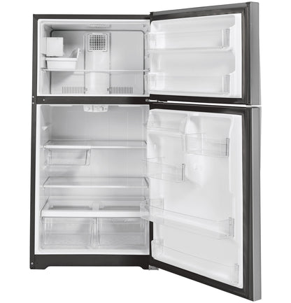 GE ENERGY STAR 19.2 Cu. Ft. Top‑Freezer Refrigerator with Factory Installed Icemaker GIE19JSNRSS