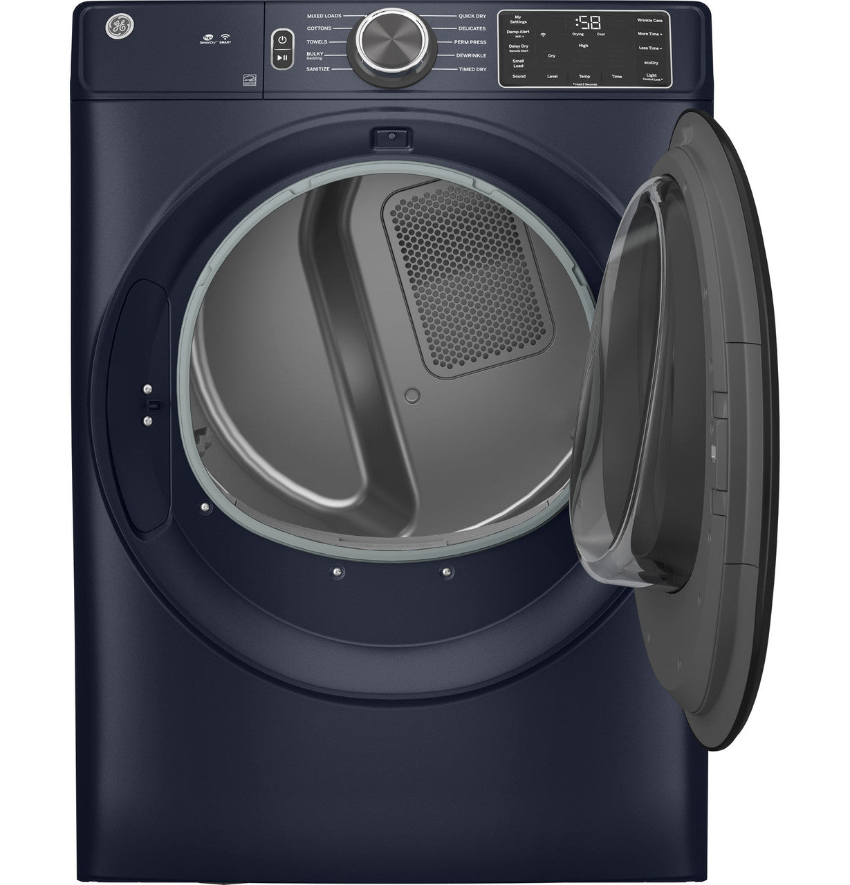 GE GFD55ESPRRS 7.8 Cu. Ft. Smart Front Load Electric Dryer with Sanitize Cycle – Sapphire Blue