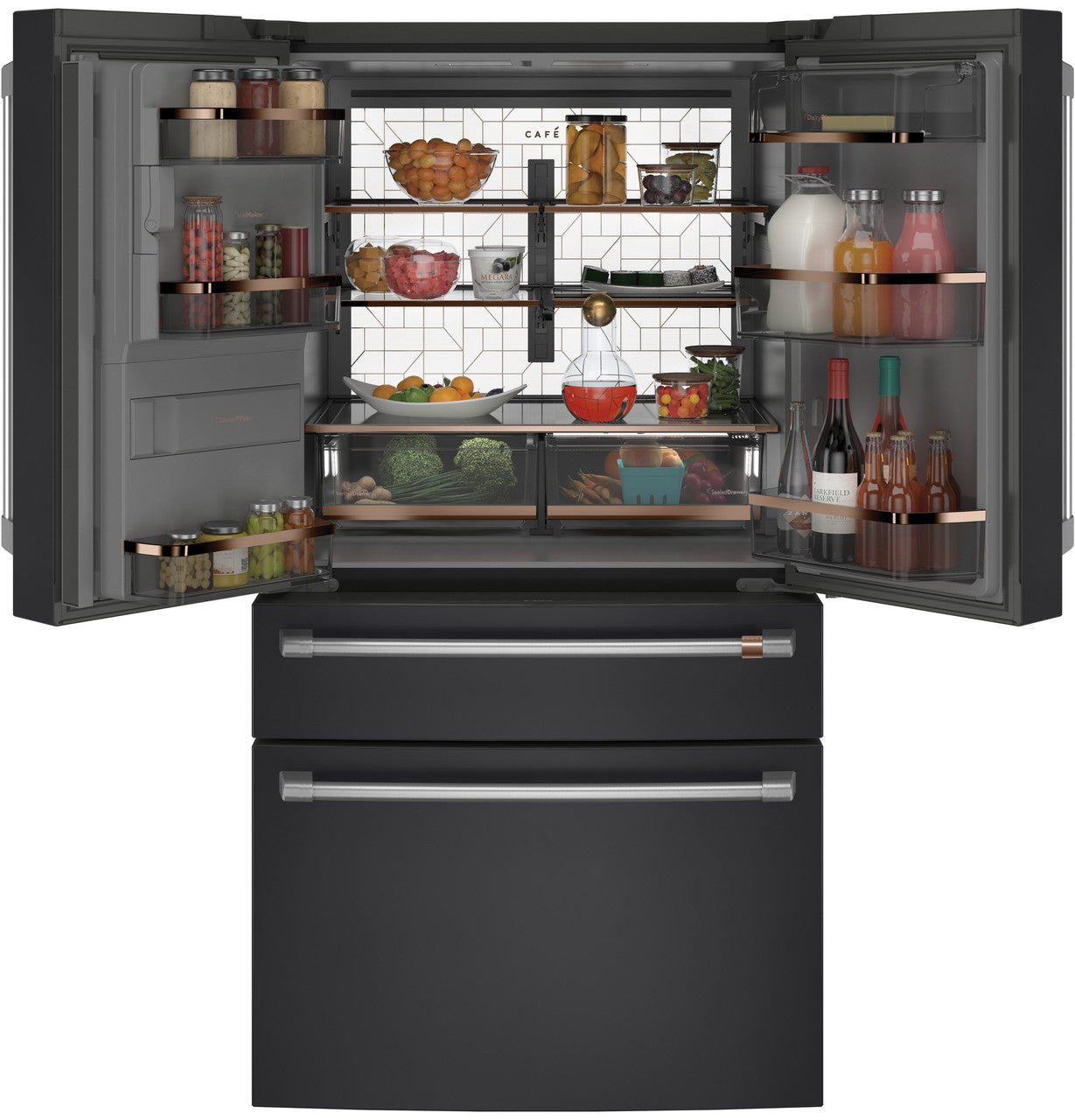 Café CXE22DP3PD1 22.3 Cu. Ft. Smart Counter-Depth 4-Door French Door Refrigerator