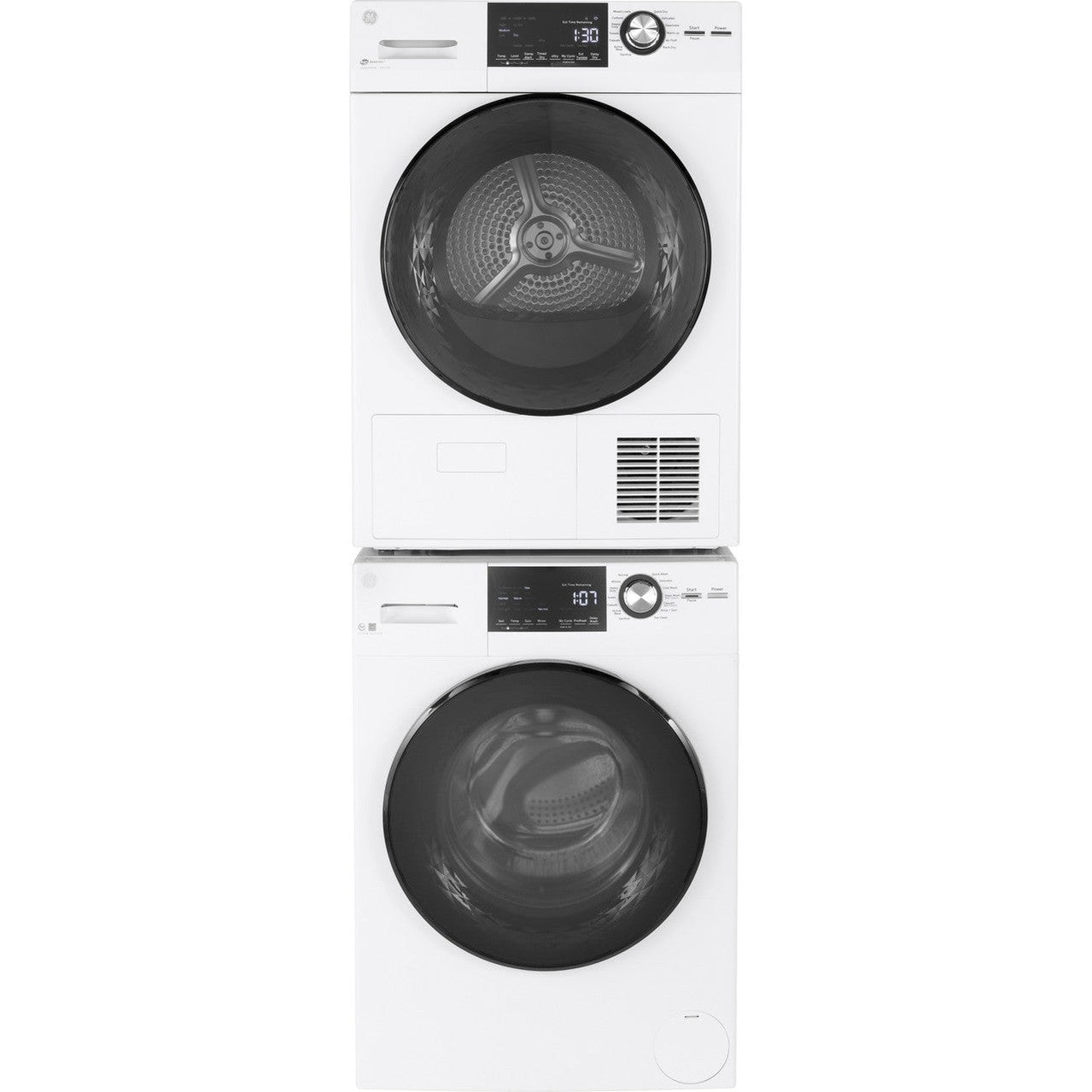 GE GFW148SSMWW Washer & GFD14ESSNWW / GFT14ESSMWW Dryer Laundry Pair – White
