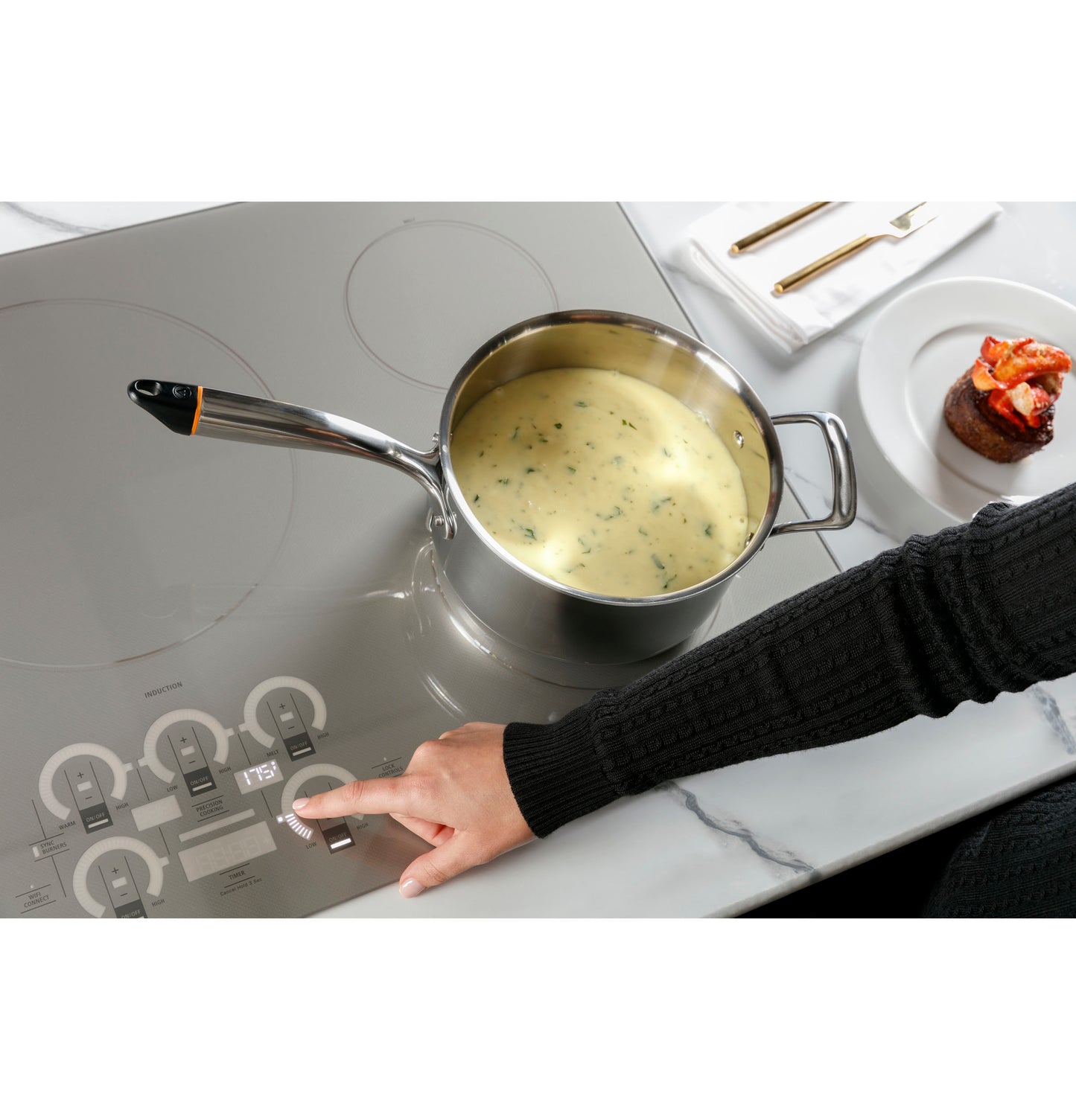 Monogram ZHU30RSTSS 30" Induction Cooktop with Precision Temperature Control - Silver