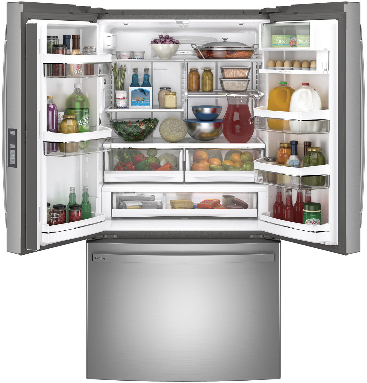 GE Profile PWE23KYNFS 36" 23.1 Cu. Ft. Counter-Depth French Door Refrigerator with Hands-Free AutoFill