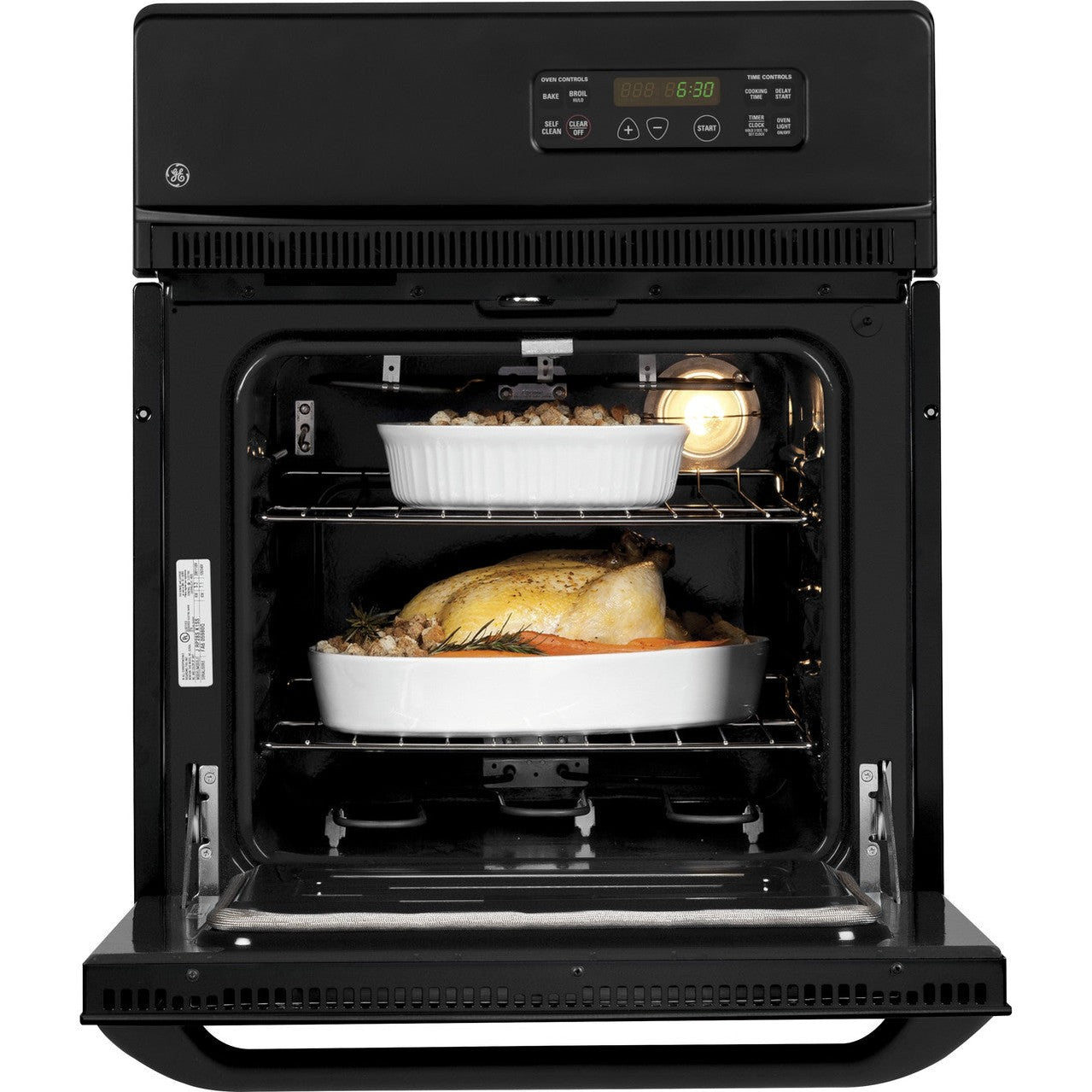 GE JRP20BJBB 24" Electric Single Self-Cleaning Wall Oven – Black