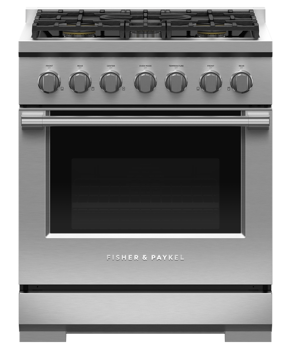 Fisher & Paykel RGV3-305-N 30" Professional Gas Range, 5 Burners – Stainless Steel