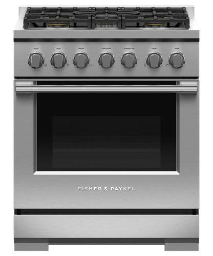 Fisher & Paykel RGV3-305-N 30" Professional Gas Range, 5 Burners – Stainless Steel