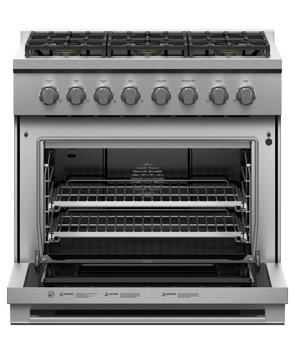 Fisher & Paykel RGV3-366-N 36" Professional Gas Range, 6 Burners – Stainless Steel