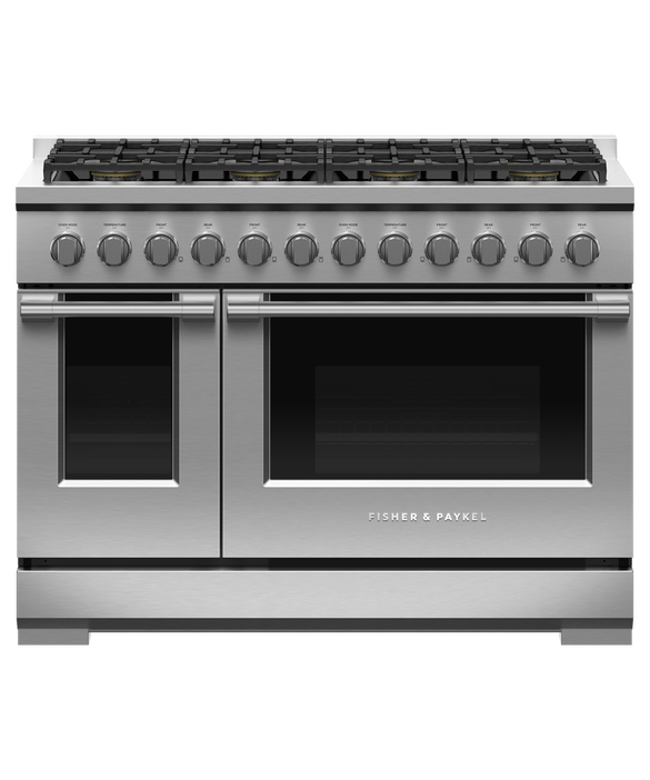 Fisher & Paykel RGV3-488N 48" Professional Gas Range, 8 Burners, Double Oven, Natural Gas – Stainless Steel