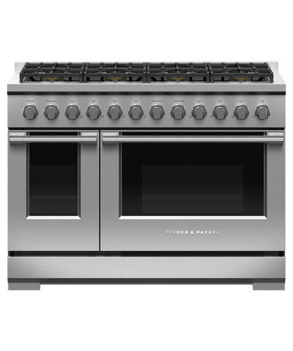 Fisher & Paykel RGV3-488N 48" Professional Gas Range, 8 Burners, Double Oven, Natural Gas – Stainless Steel