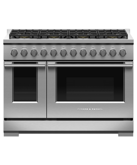 Fisher & Paykel RGV3-488N 48" Professional Gas Range, 8 Burners, Double Oven, Natural Gas – Stainless Steel