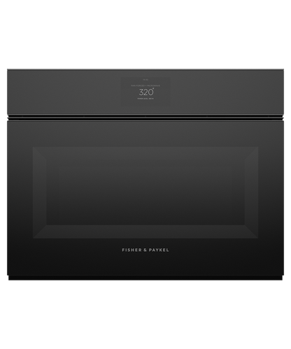 Fisher & Paykel OM24NMTNB1 24" Handleless Compact Convection Speed Oven - Black Glass