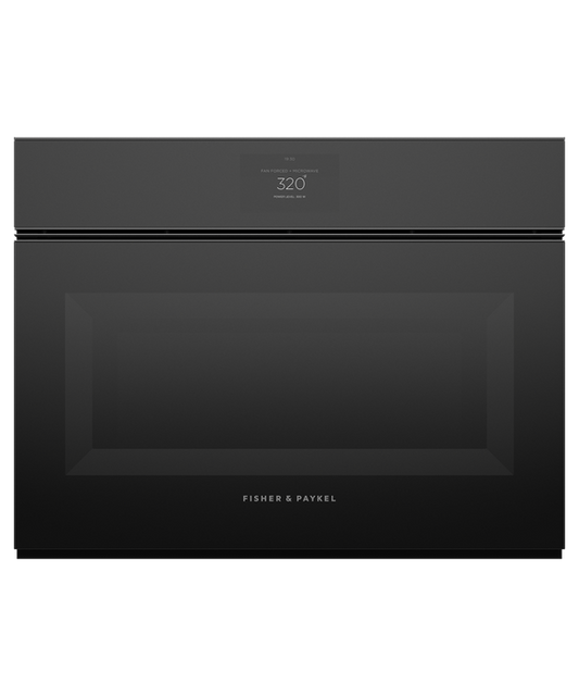 Fisher & Paykel OM24NMTNB1 24" Handleless Compact Convection Speed Oven - Black Glass