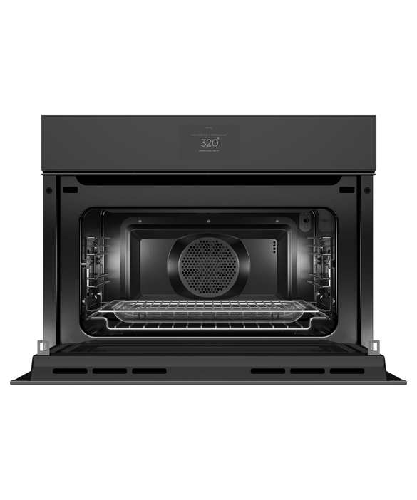 Fisher & Paykel OM24NMTNB1 24" Handleless Compact Convection Speed Oven - Black Glass