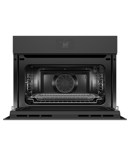 Fisher & Paykel OM24NMTNB1 24" Handleless Compact Convection Speed Oven - Black Glass