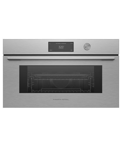 Fisher & Paykel OM30NCUDX3 30" Compact Convection Speed Oven - Brushed Silver Glass