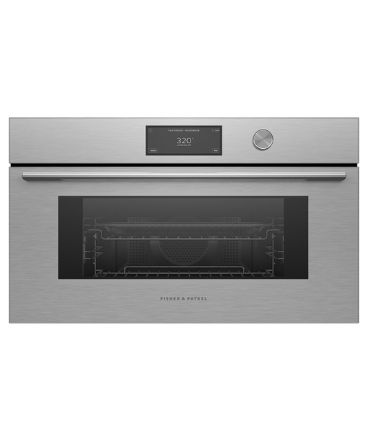 Fisher & Paykel OM30NCUDX3 30" Compact Convection Speed Oven - Brushed Silver Glass