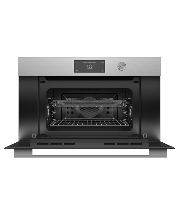 Fisher & Paykel OM30NCUDX3 30" Compact Convection Speed Oven - Brushed Silver Glass