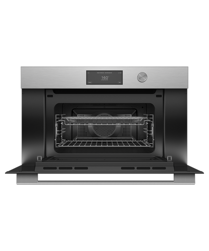 Fisher & Paykel OM30NCUDX3 30" Compact Convection Speed Oven - Brushed Silver Glass