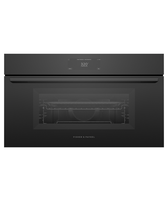 Fisher & Paykel OM30NMUB3 30" Compact Convection Speed Oven - Black Glass