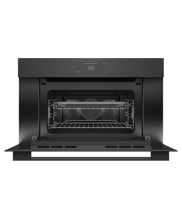 Fisher & Paykel OM30NMUB3 30" Compact Convection Speed Oven - Black Glass