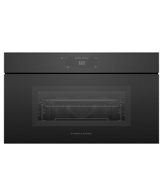 Fisher & Paykel OM30NMUNB3 30" Handleless Compact Convection Speed Oven - Black Glass