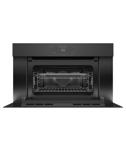 Fisher & Paykel OM30NMUNB3 30" Handleless Compact Convection Speed Oven - Black Glass