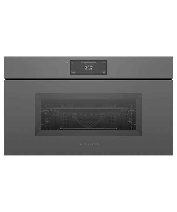 Fisher & Paykel OM30NMUNG3 30" Handleless Compact Convection Speed Oven - Grey Glass