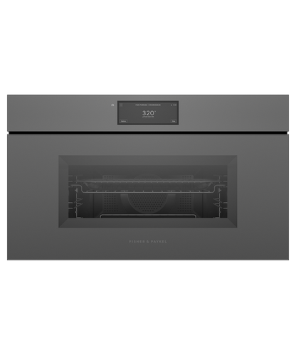 Fisher & Paykel OM30NMUNG3 30" Handleless Compact Convection Speed Oven - Grey Glass