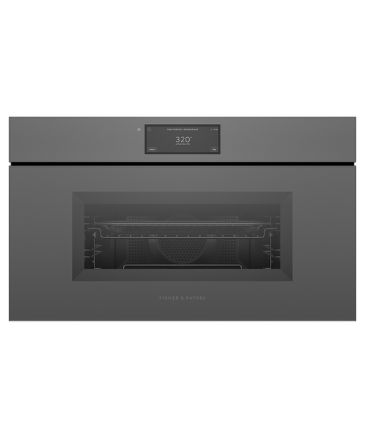 Fisher & Paykel OM30NMUNG3 30" Handleless Compact Convection Speed Oven - Grey Glass