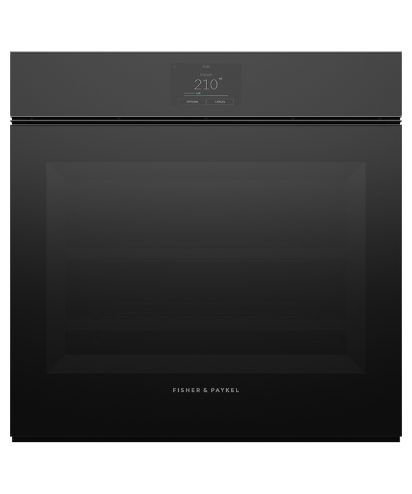 Fisher & Paykel OS24SMTNB1 24" Handleless Combination Steam Oven - Black Glass
