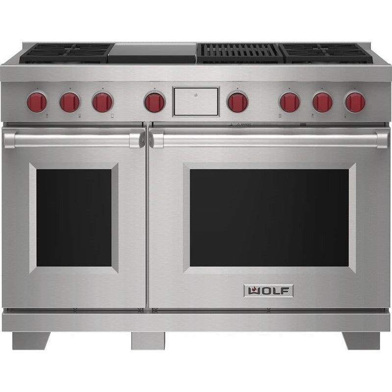 Wolf DF48450CG/S/P 48″ Dual Fuel Range with Infrared Charbroiler & Infrared Griddle