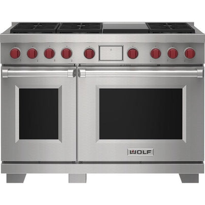 Wolf 48" Dual Fuel Range - 6 Burners and Infrared Griddle DF48650G/S/P